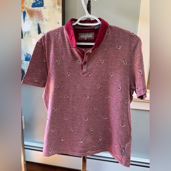 Ted Baker London  Men’s Maroon Patterned Polo Shirt
Size 6/US L - Picture 1 of 6